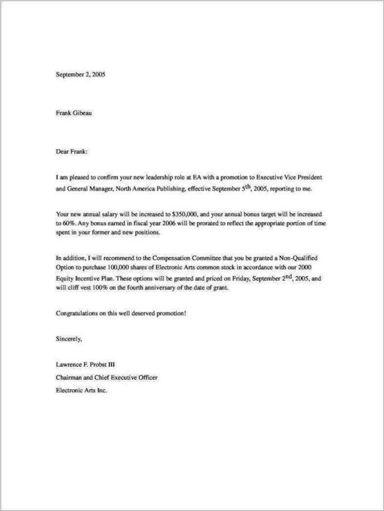 promotion announcement letter template