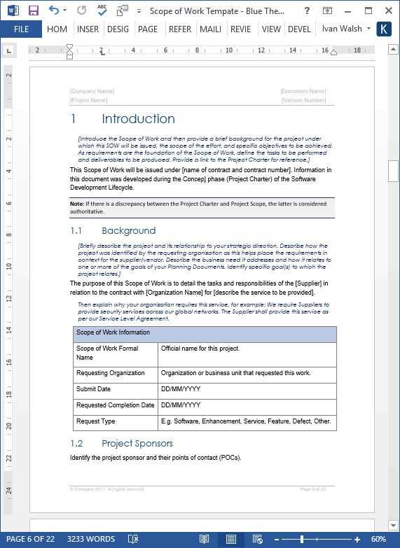 scope of work letter template