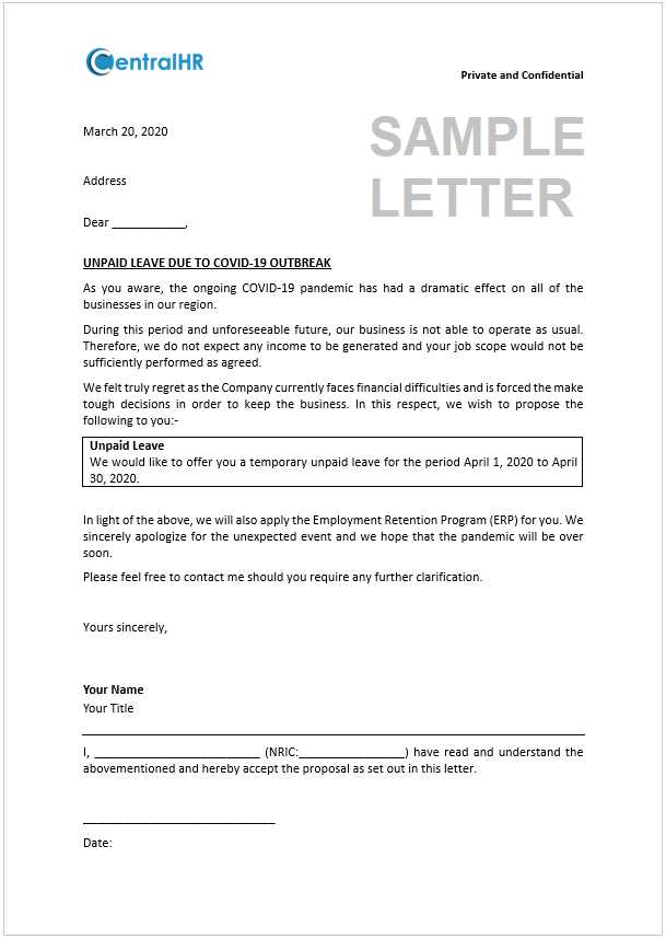 unpaid leave letter template