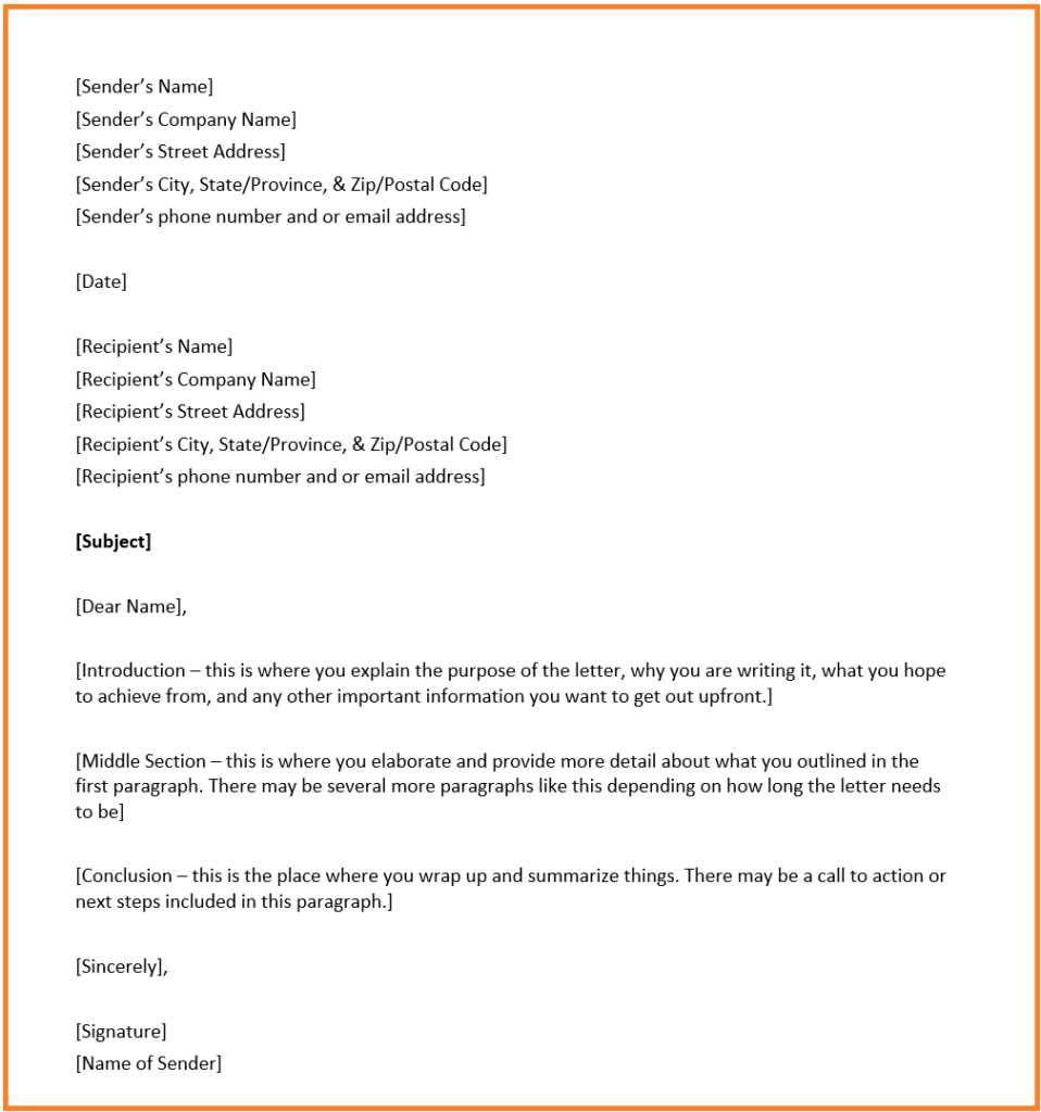 free business letter format template