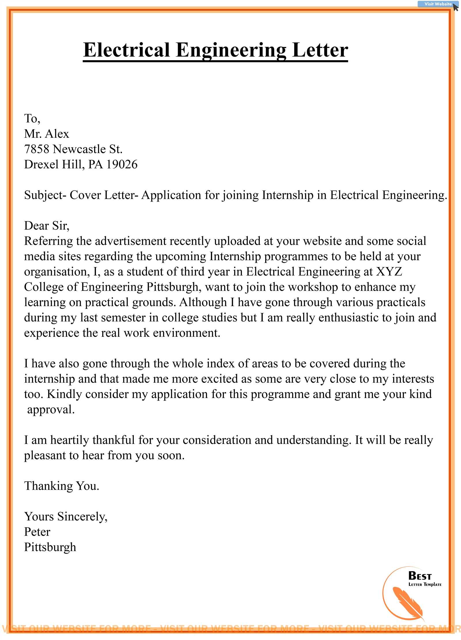 engineer cover letter template