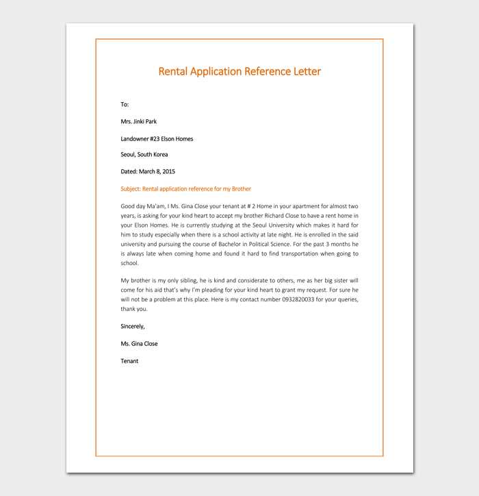 personal reference letter template for apartment