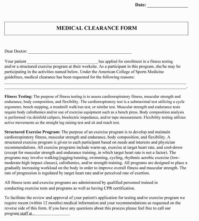 surgical clearance letter template