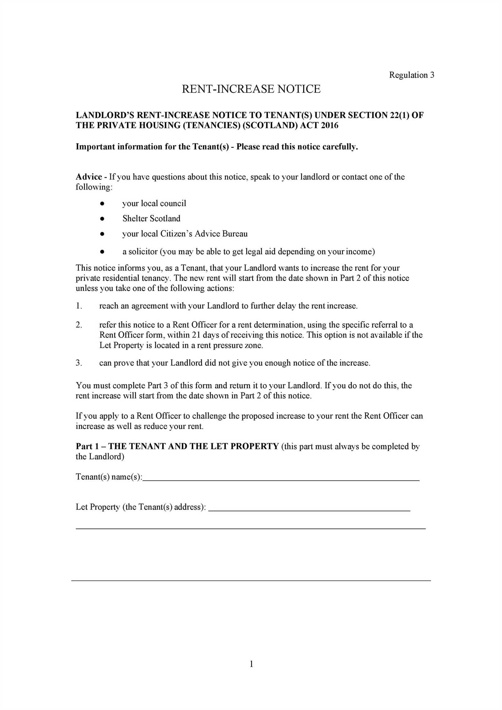 tenant rent increase letter template