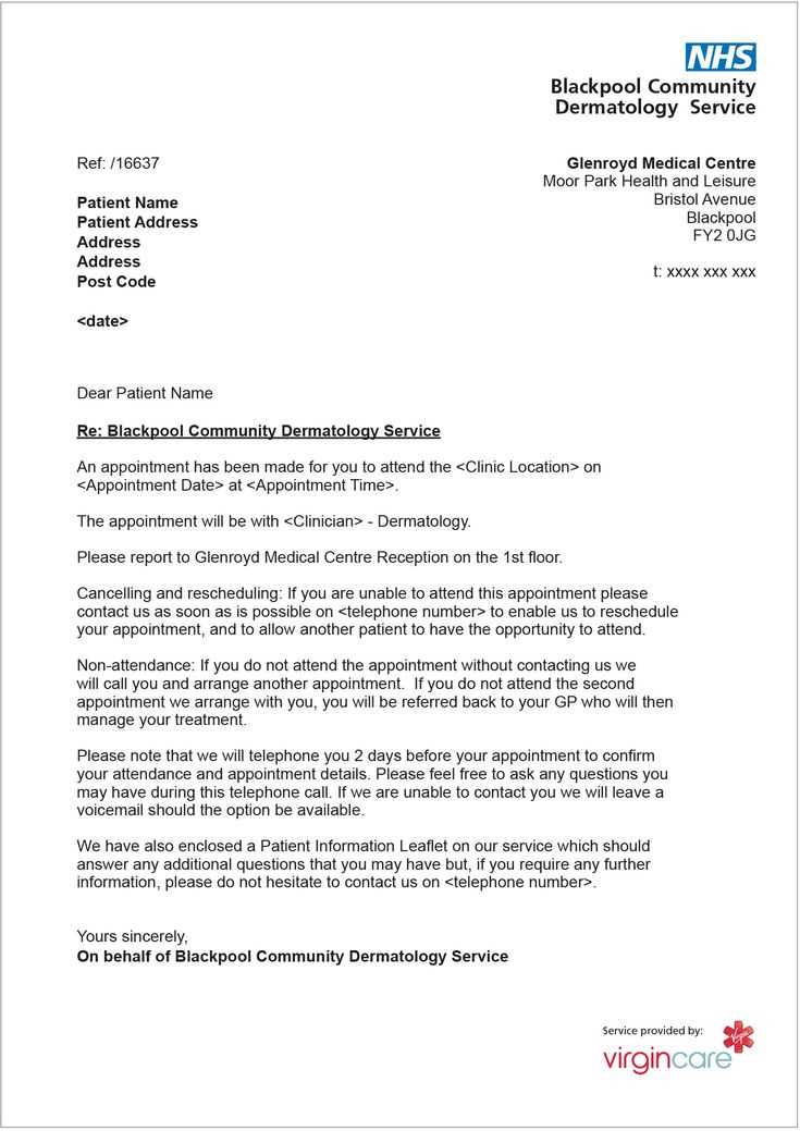 nhs complaint response letter template