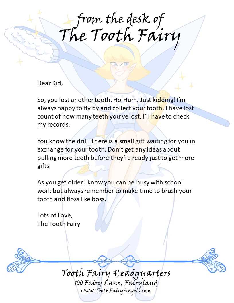 tooth fairy apology letter template