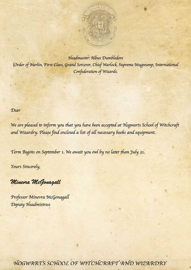 printable hogwarts acceptance letter template