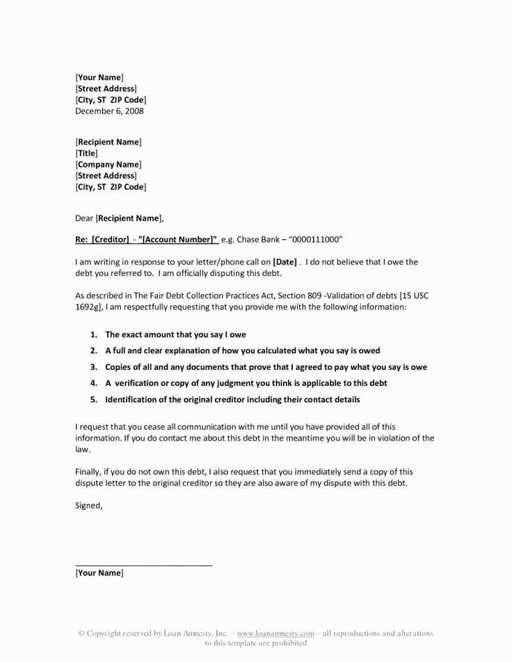 letter of validation of debt template