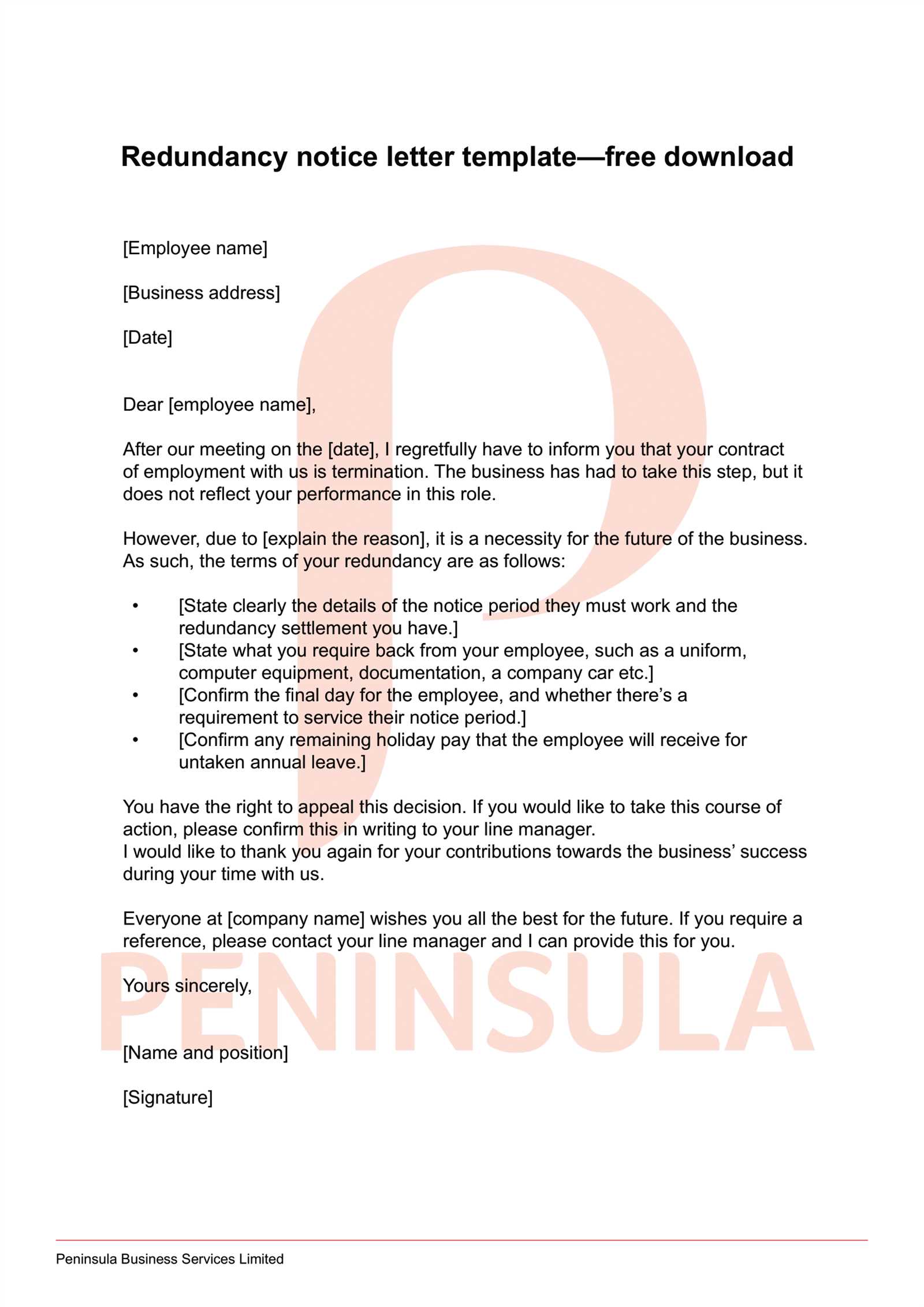 redundancy template letter uk