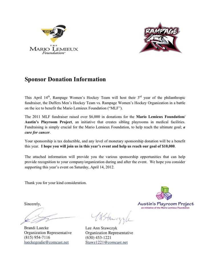 charity sponsorship letter template