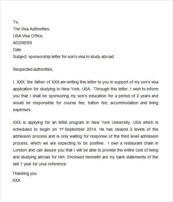 sponsor letter for uk visa template
