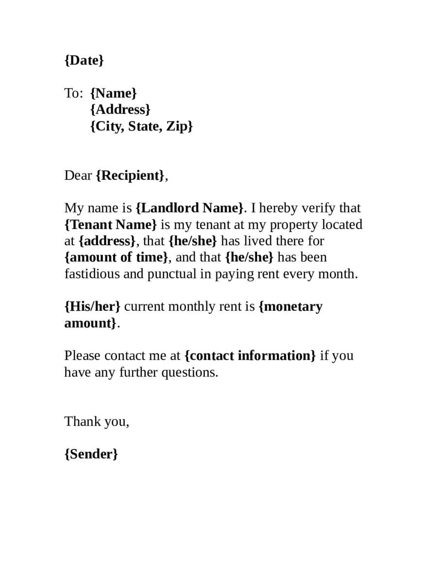 landlord proof of residency letter template