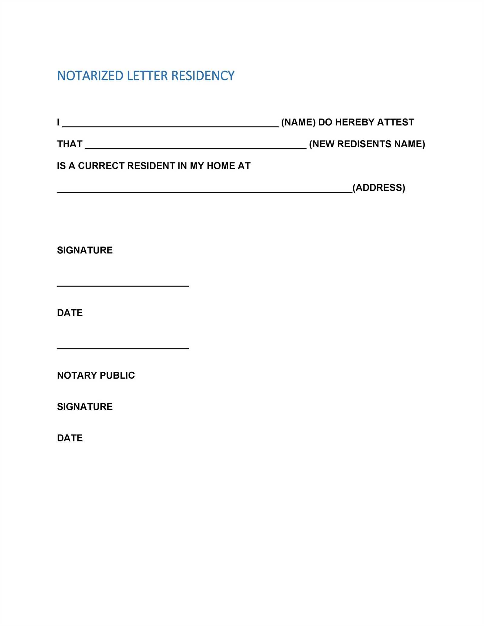 letter with notary template