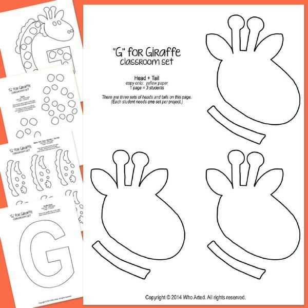 letter g giraffe craft template