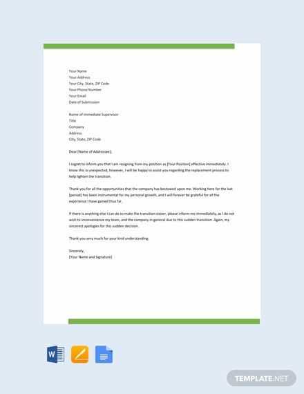 resignation letter template word document