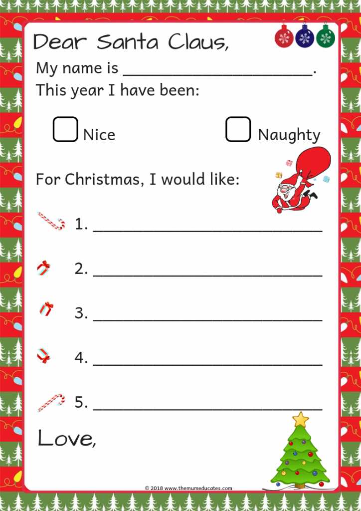 xmas letter to santa template