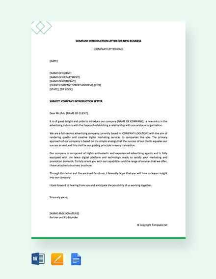 construction company introduction letter template