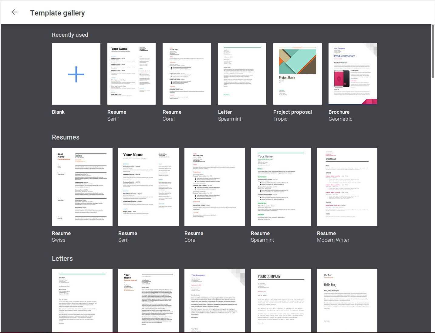 google docs letter templates