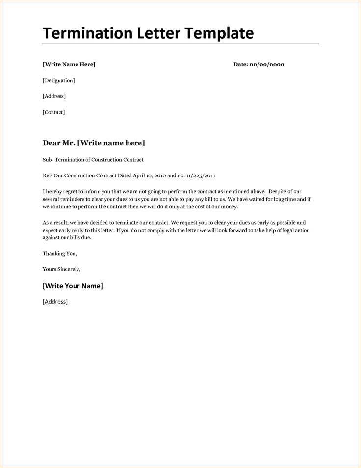 terminating contract letter template