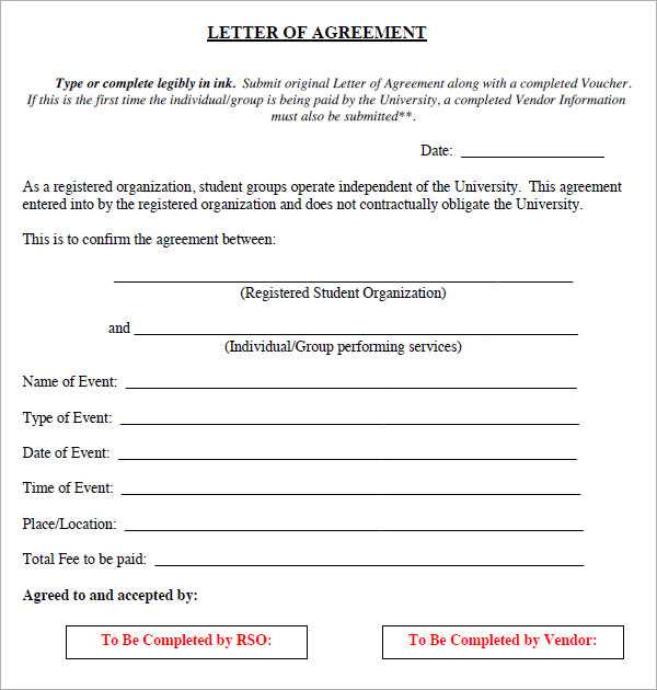 letter of agreement template