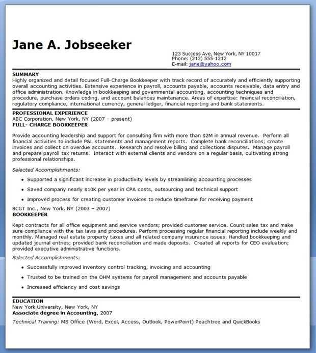 bookkeeper cover letter template