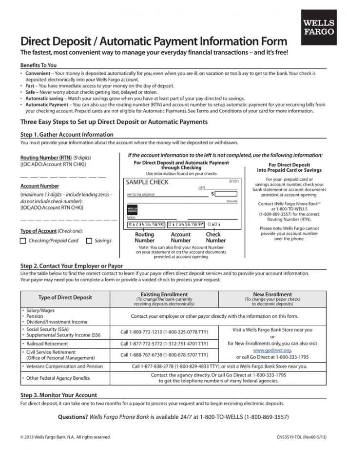 direct deposit letter template