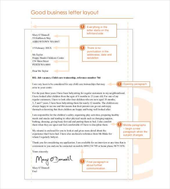 business letter format template pdf