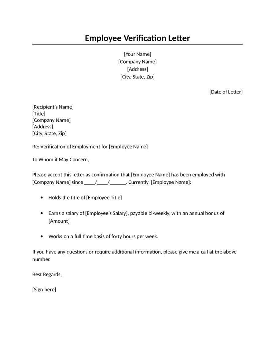 proof of employment letter template pdf