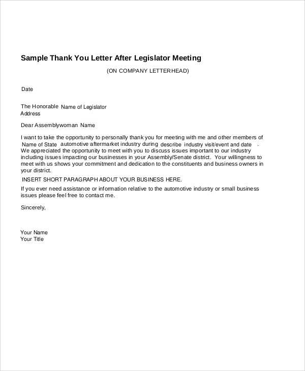 thank you business letter template