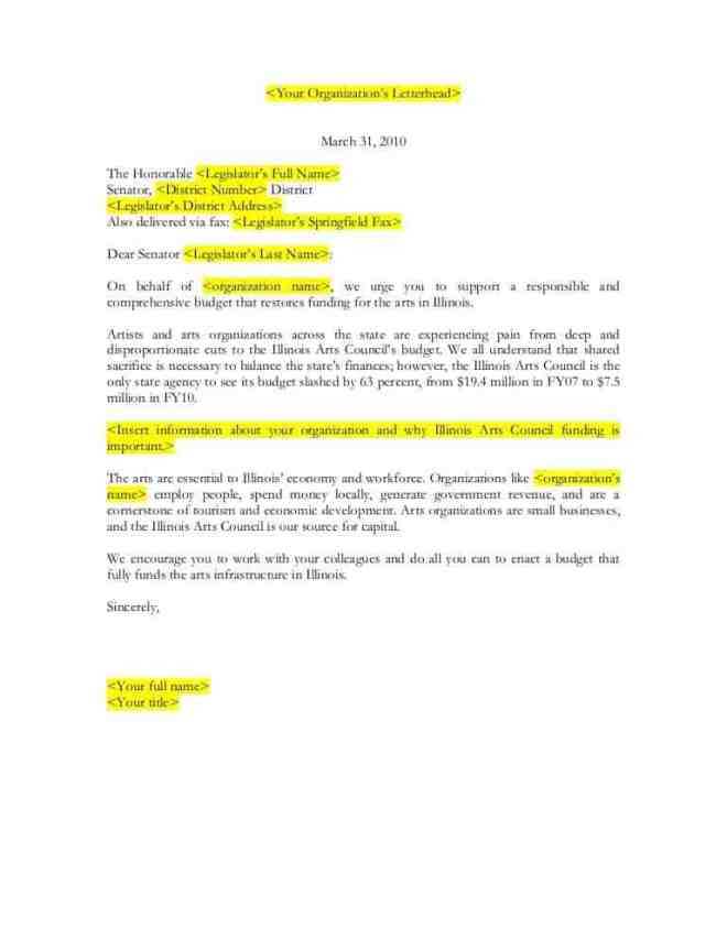 how to write a letter to a legislator template
