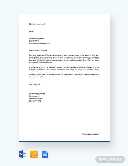 attendance letter to parents template