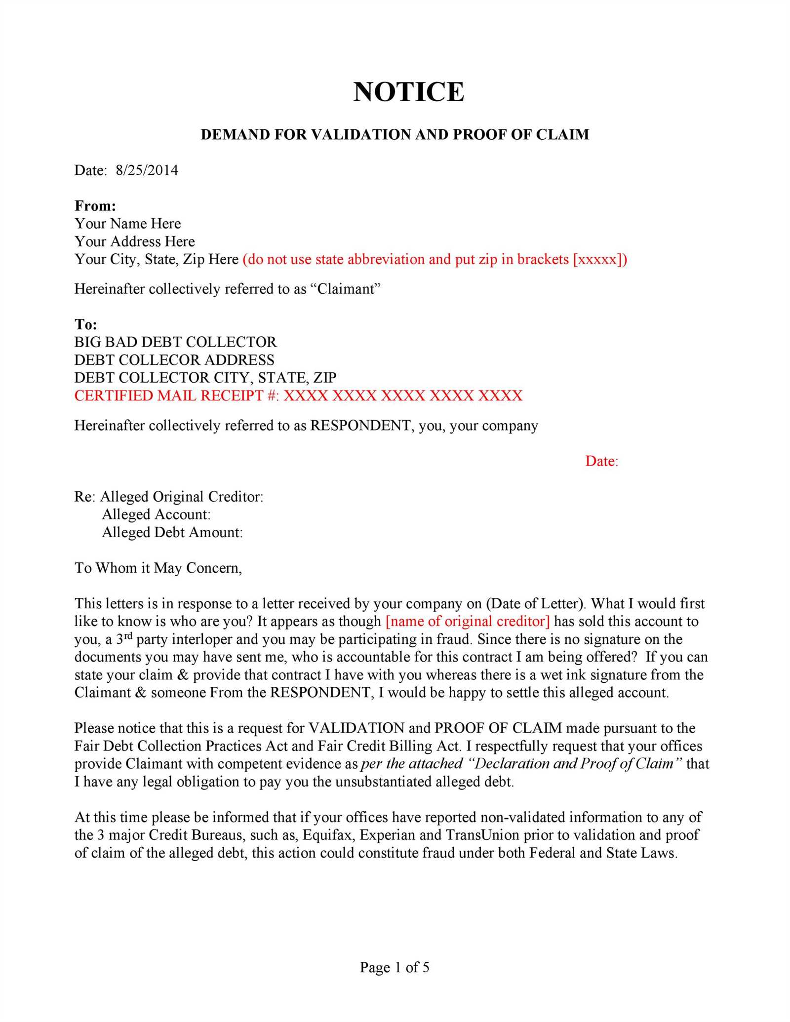 debt dispute letter template free