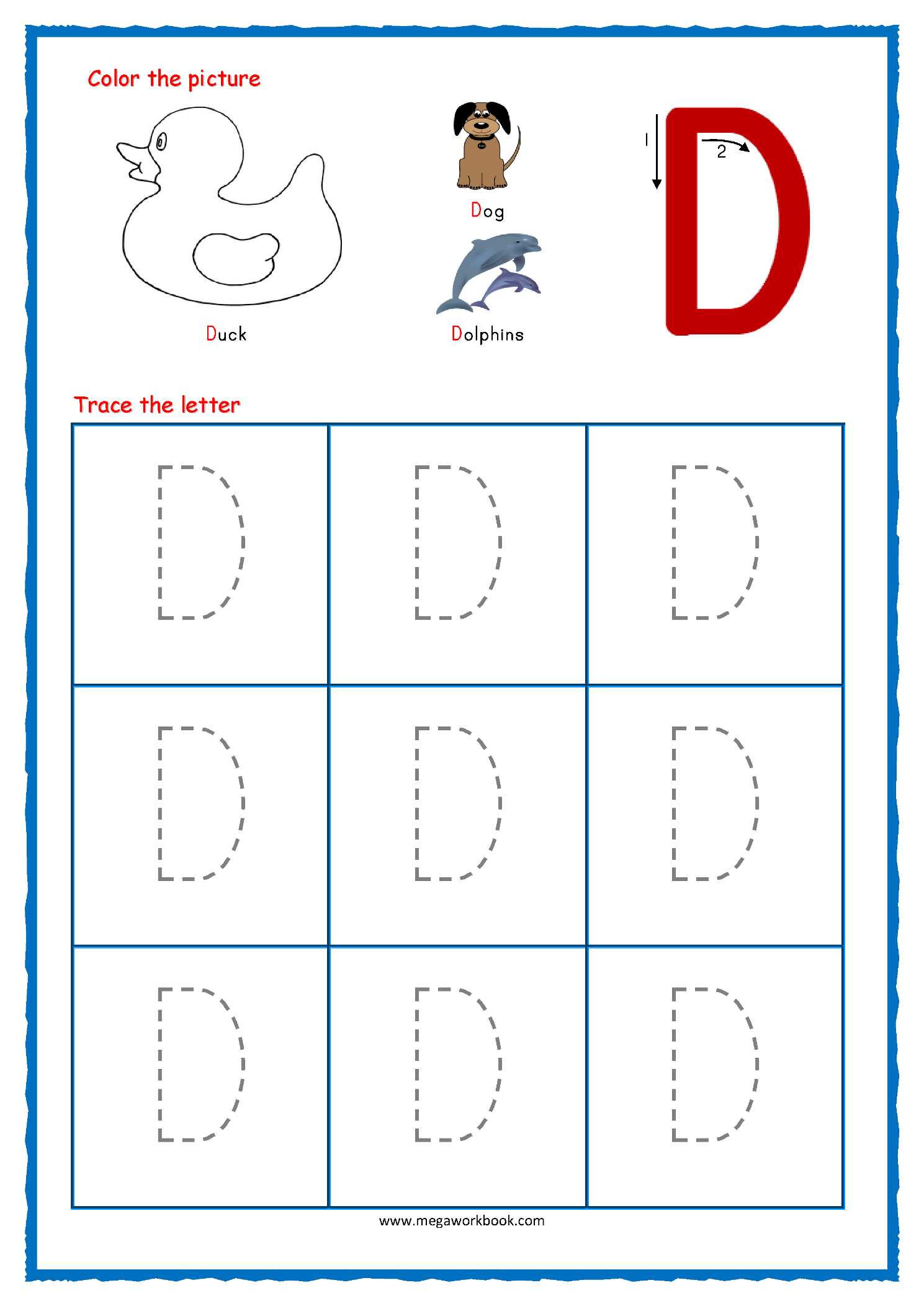 free printable letter d template