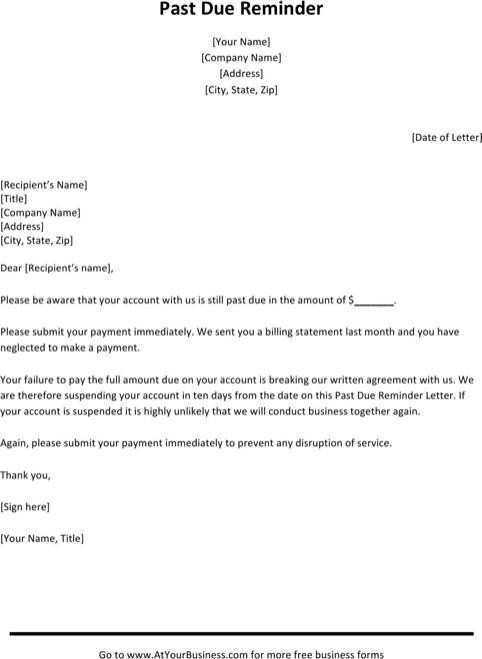 past due collections letter template