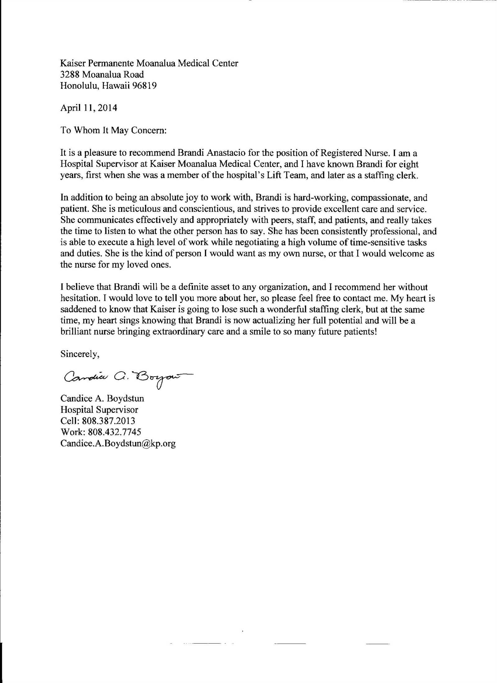 nanny recommendation letter template