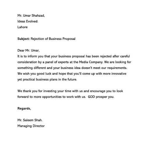 proposal rejection letter template