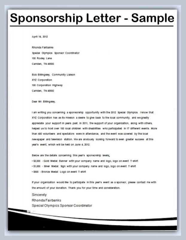 letter of sponsorship template