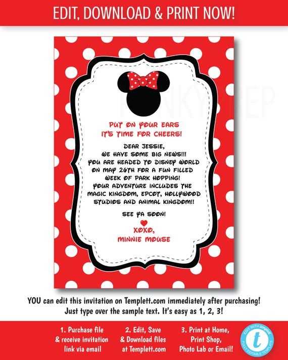 free disney world surprise letter template