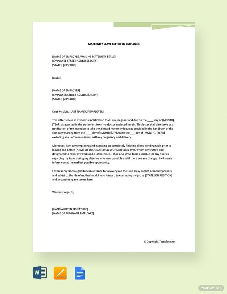 maternity letter to employer template