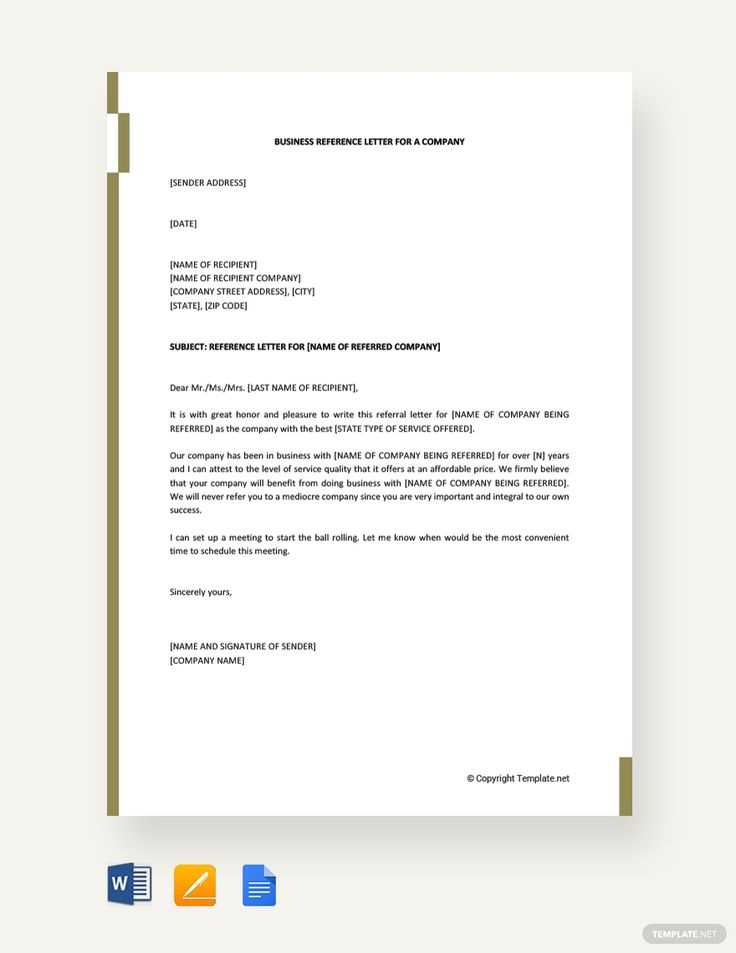 business to business reference letter template