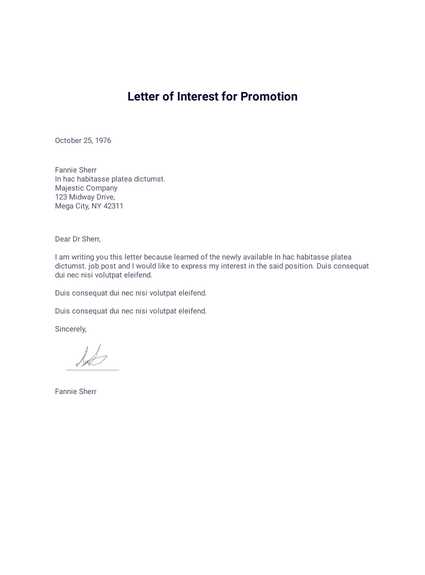 letter of intent for job promotion template