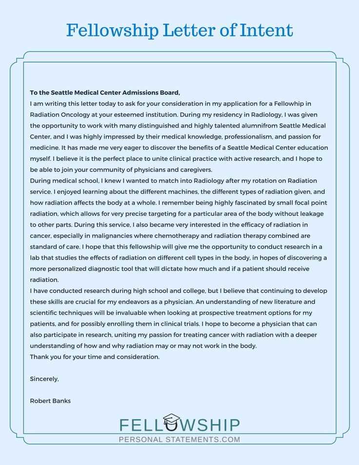 letter of intent medical school template