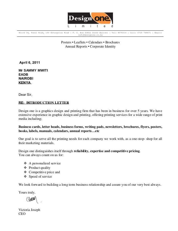 introduction letter business to business template