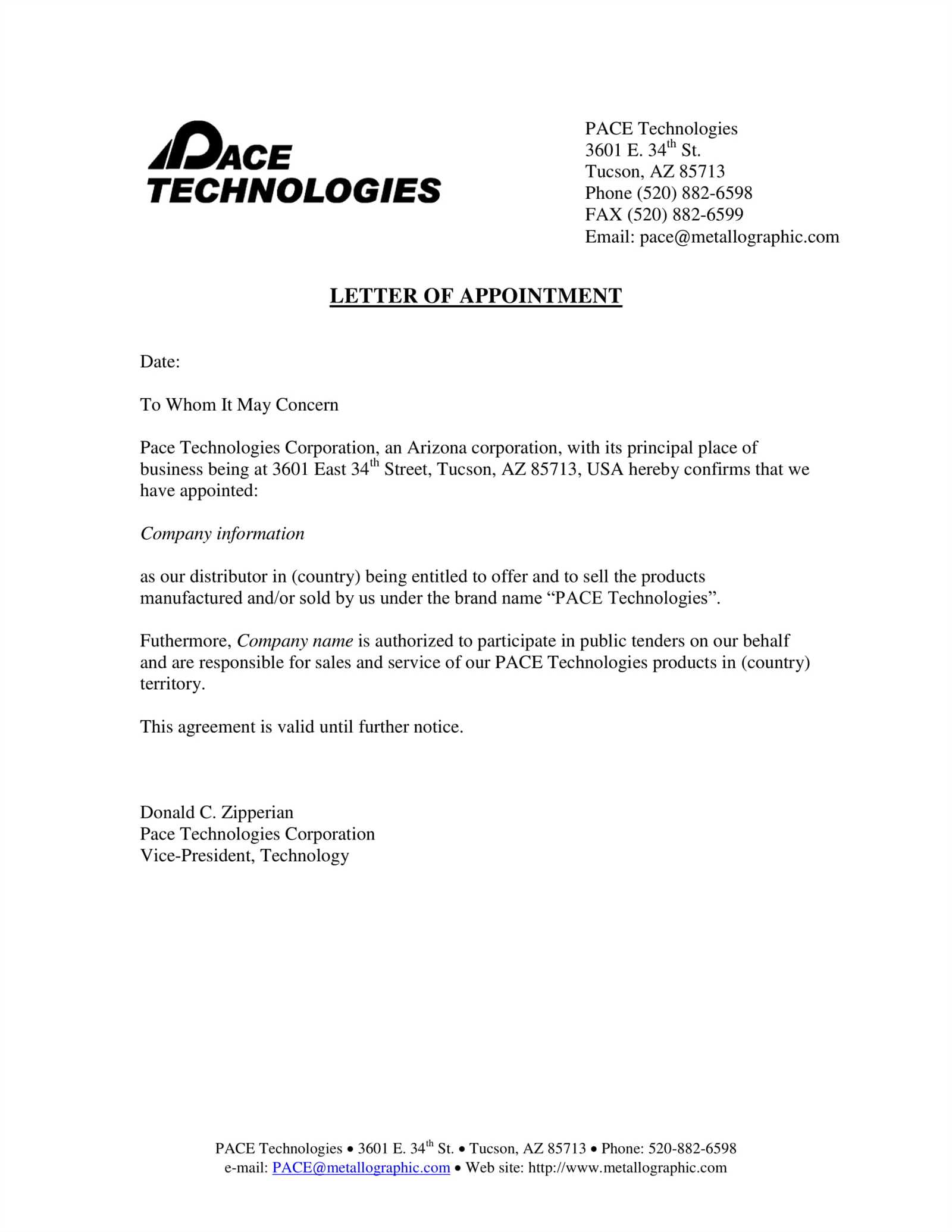 vendor notification letter template
