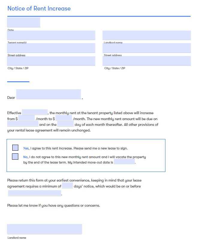 tenant rent increase letter template