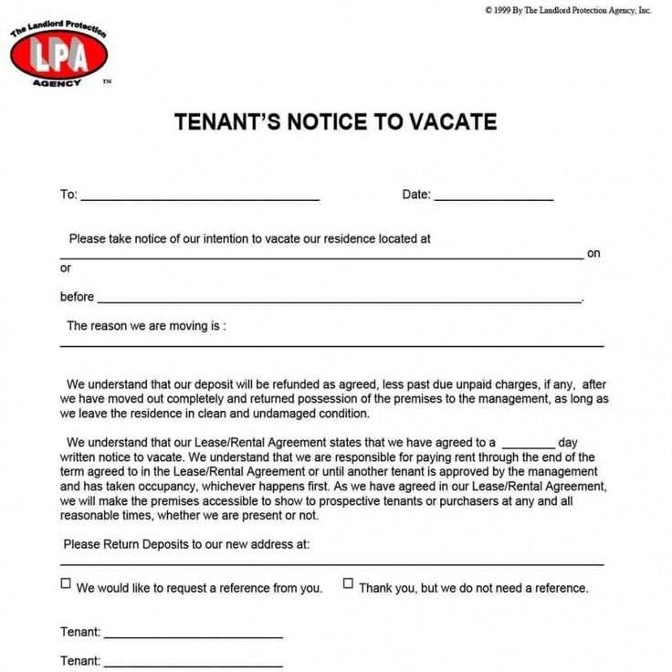 tenant letter to vacate template