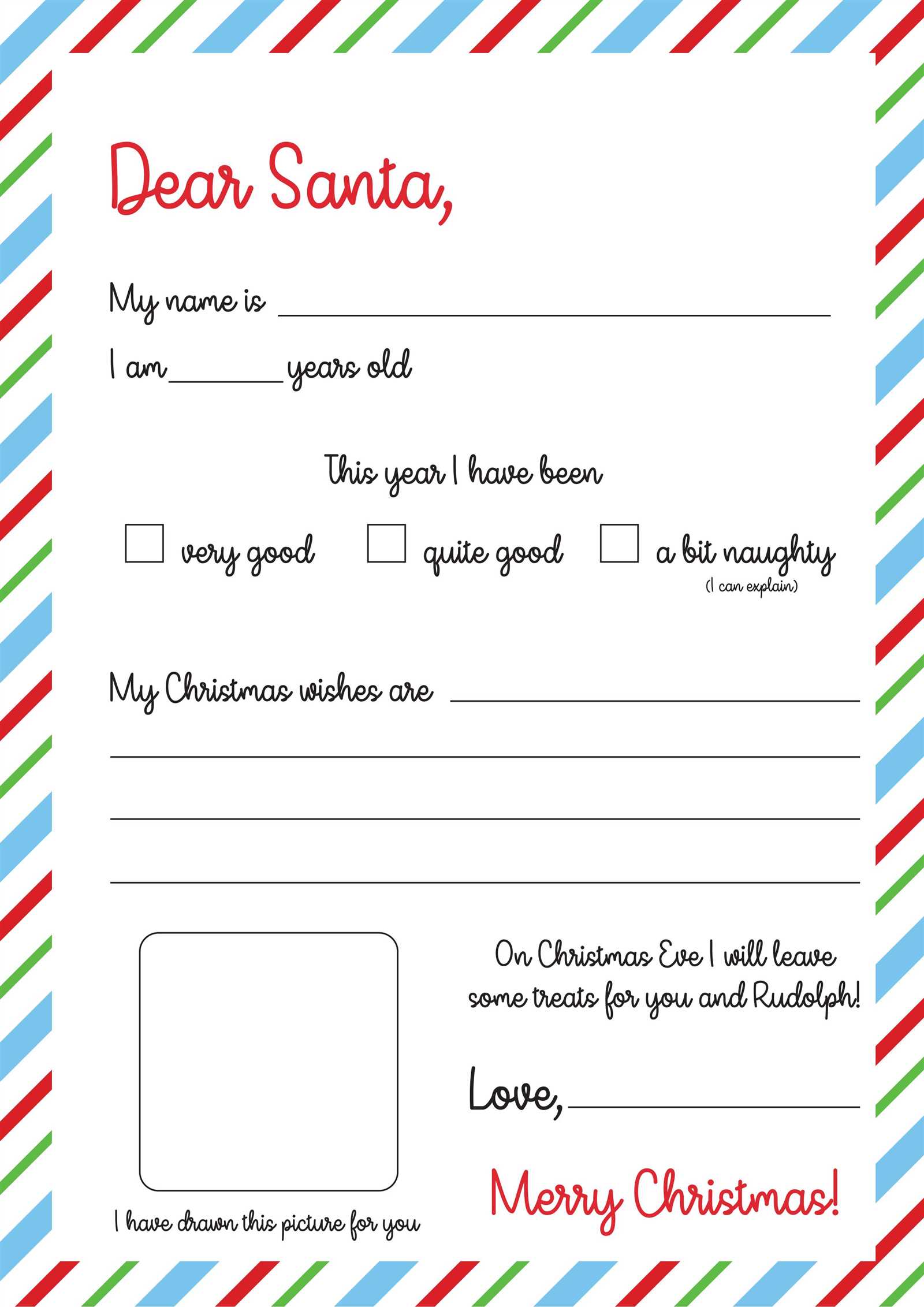 kindergarten santa letter template