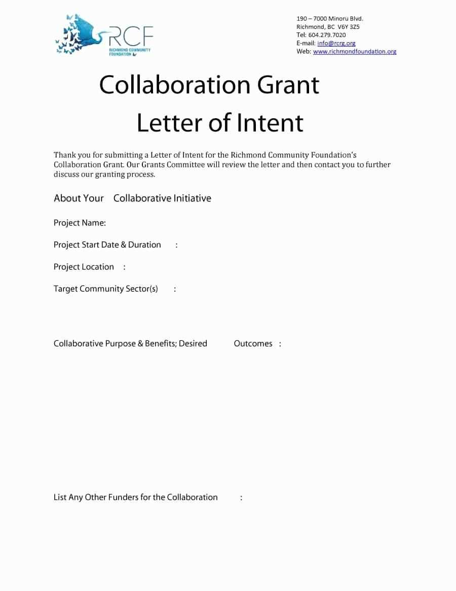 letter of intent template grant application