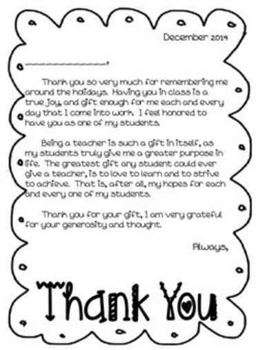 student thank you letter template