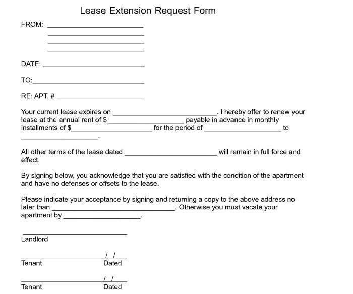 lease extension letter template